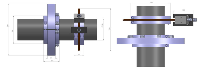 [Translate to Spanish:] Installation example for the telemetry modules and the coils for signal transmission and power supply